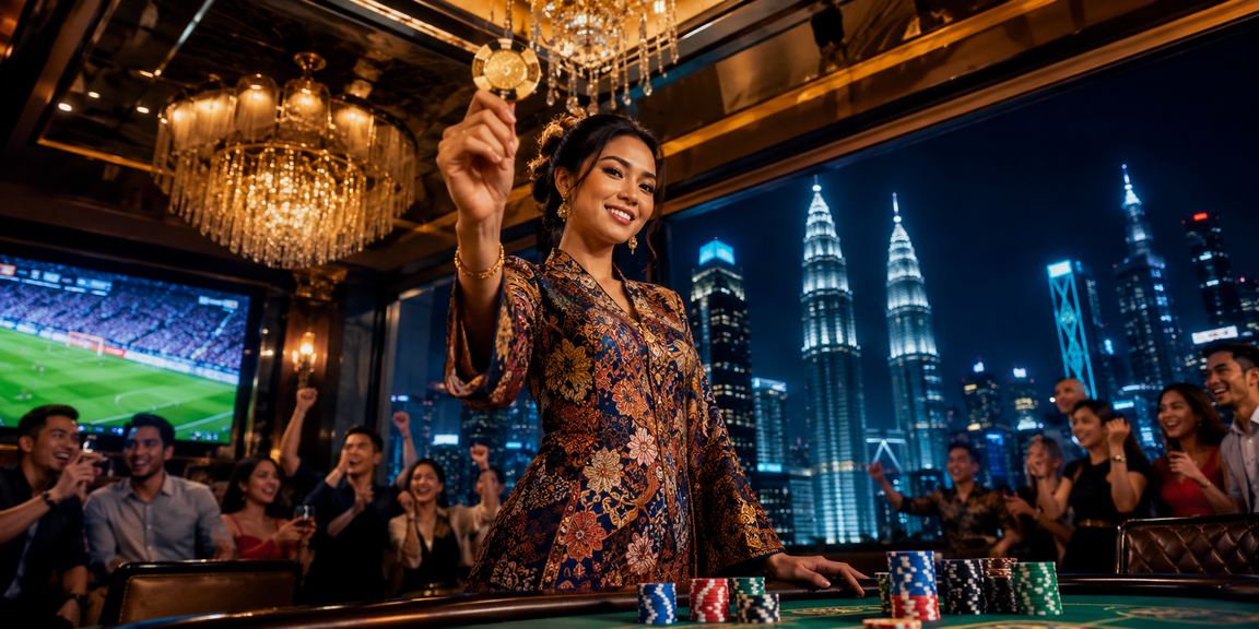 Hiburan kasino Kuala Lumpur dengan motif batik dan suasana loteri malam hari